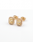 Yellow Diamonds Halo Earrings
