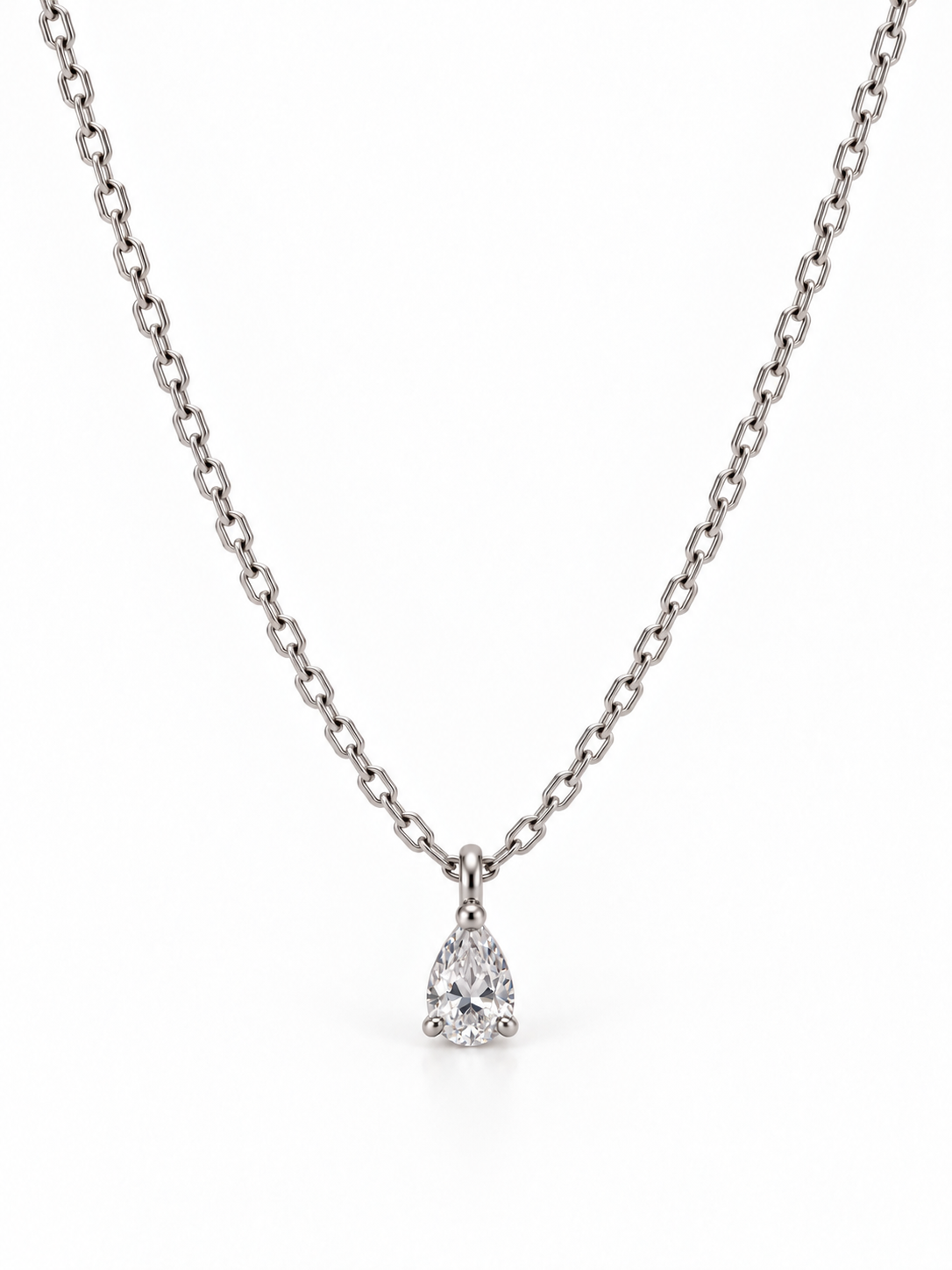 Drop Silver Diamond Necklace
