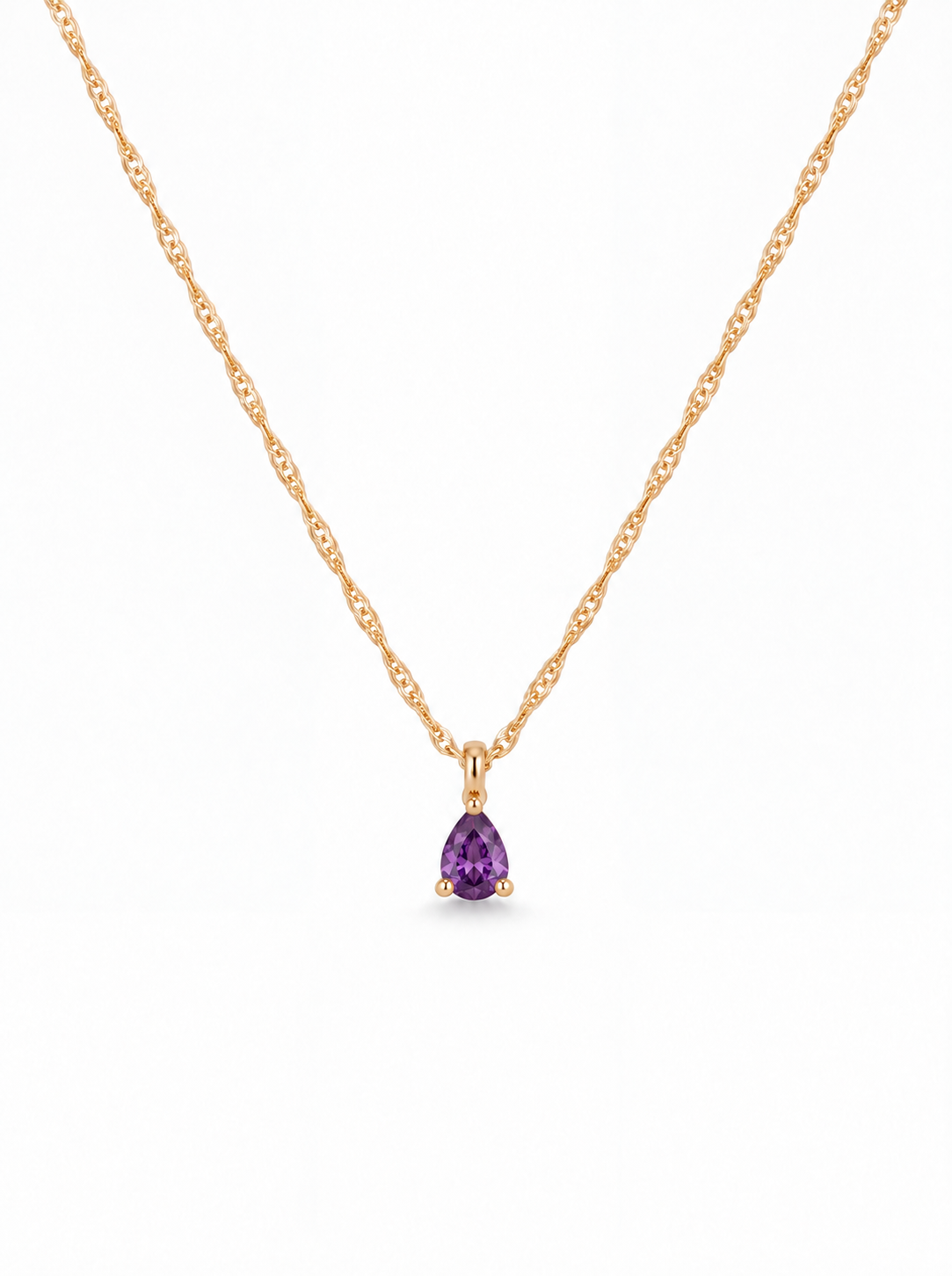 Birthstone Drop Necklace /  February
