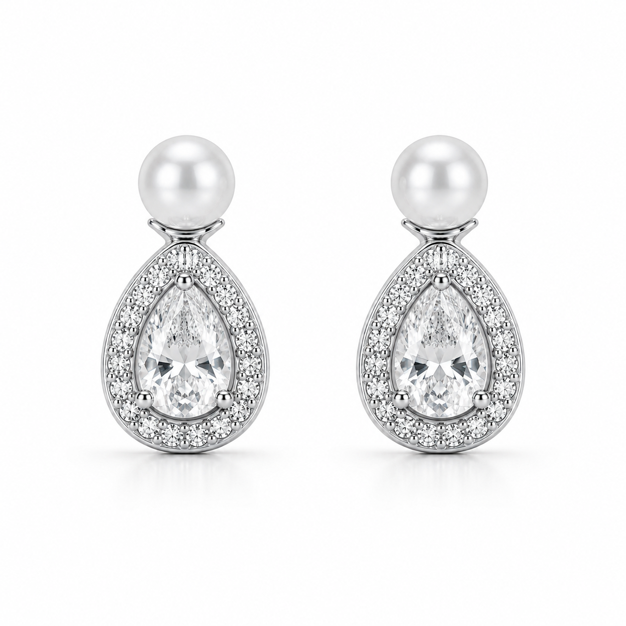 Pearl Lumi Diamond Earrings Silver