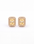 Yellow Diamonds Halo Earrings