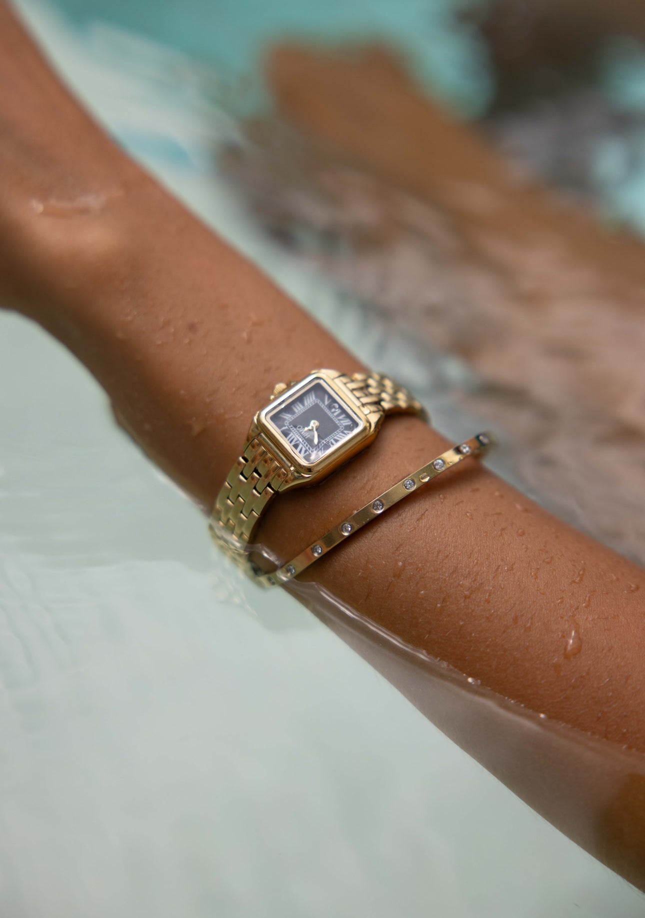 Infinity Luxé Watch Gold Noiré &amp; Brillance Bangle