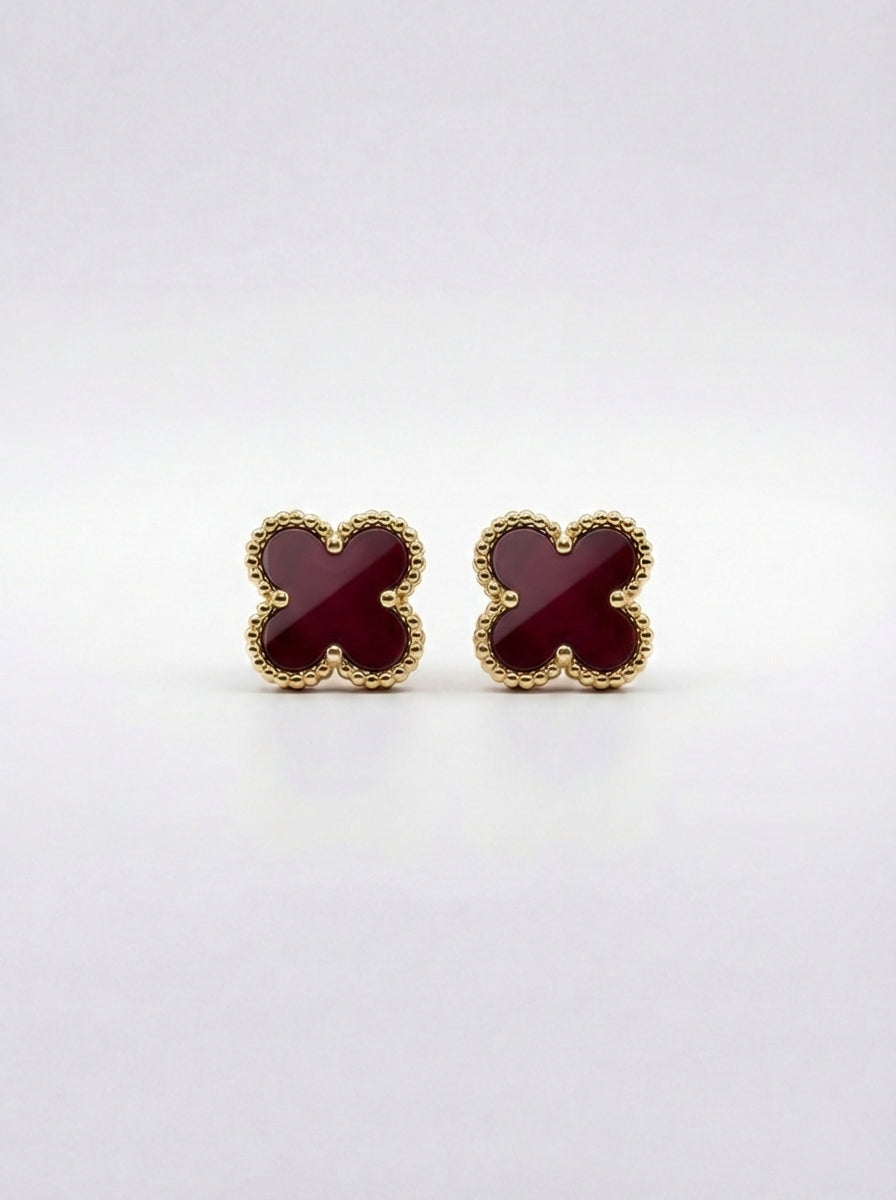 Pretty Wine Red Lucky Fleur Earrings