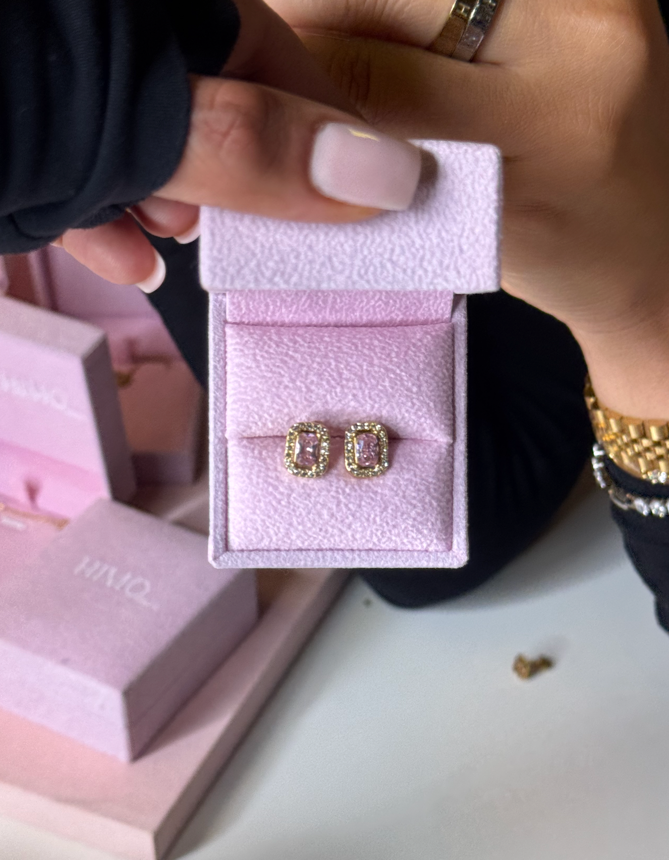 Rosé  Diamonds Halo Earrings